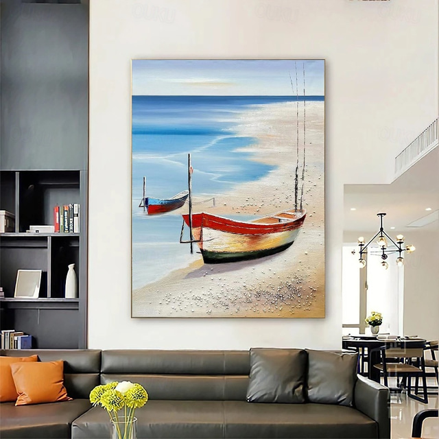  Sailboat Oil painting handmade Abstract Sailboat Canvas Art paintings handmade Nautical Oil Painting Large Sailing Ship paintings Wall Art Modern Seascape Painting for Bedroom office decoration
