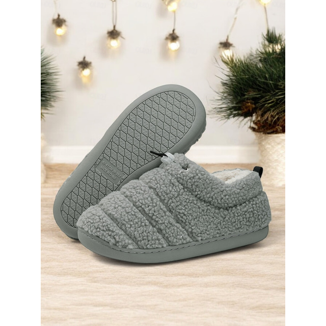  Cozy Fleece Lined Indoor Slippers with Non-Slip Sole – Warm Plush Home Shoes for Women