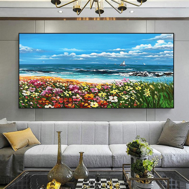  Mintura Handmade Flowers Landscape Oil Paintings On Canvas Wall Art Decoration Modern Picture For Home Decor Rolled Frameless Unstretched Painting