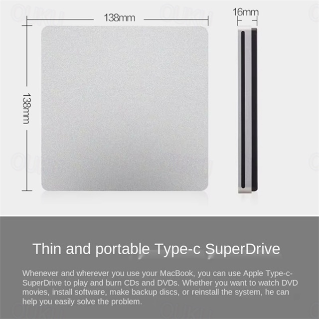 External DVD Burner Drive USB 3.0 TypeC Optical Drive Slim Slotin CD