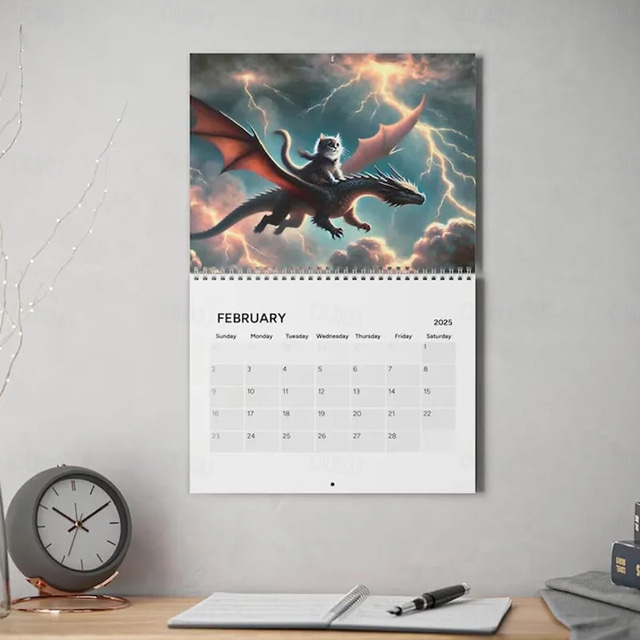 2025 Cat Dragon Rider Calendar, Cat Dragons 2025 Wall Calendar, Cat