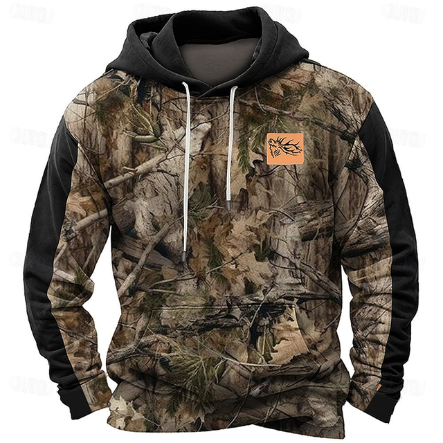  Homens selva Moletons Moletom Manga Longa Moletom com capuz Com Capuz Diário Impressão 3D Esportes Férias Streetwear Preto Marron Imprimir Bolso frontal Primavera & Outono Designer
