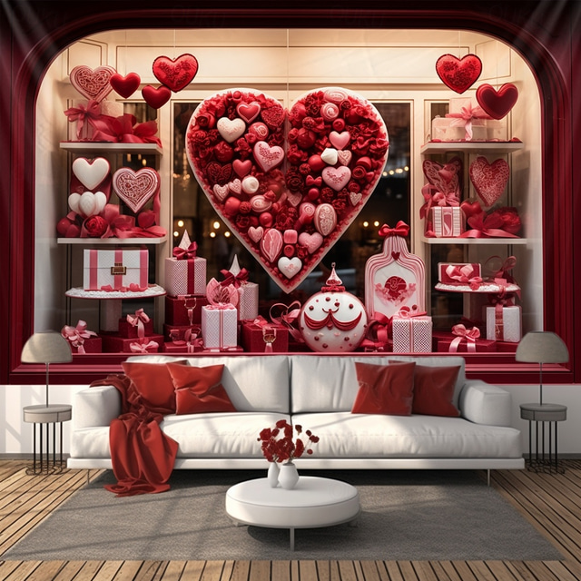  Wedding Decorations Backdrop Photograph Wall Hanging Large Tapestry Art Mural Decor Blanket Curtain Home Bedroom Living Room Decoration Heart Window