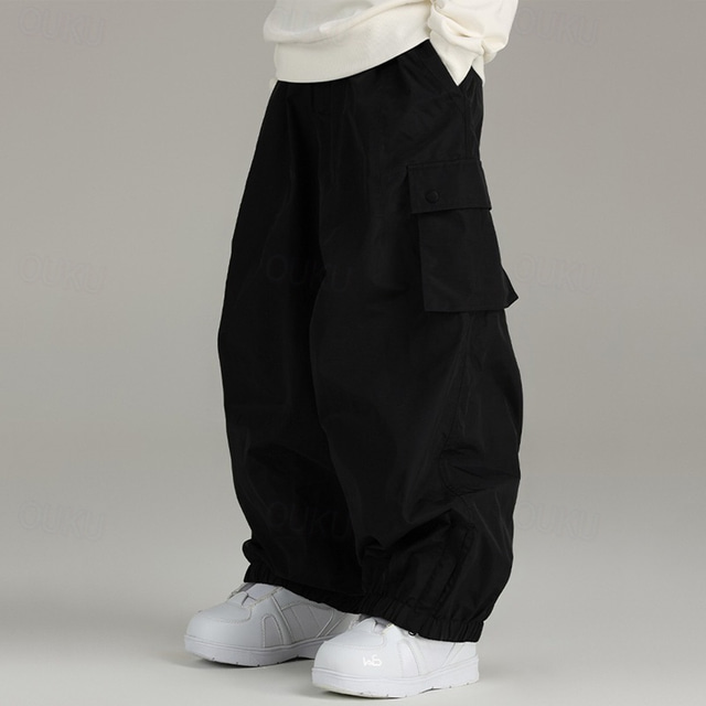  Men's Cargo Pants Trousers Elastic Waist Multi Pocket Plain Wearable Outdoor Daily Camping & Hiking Fashion Classic Black Khaki