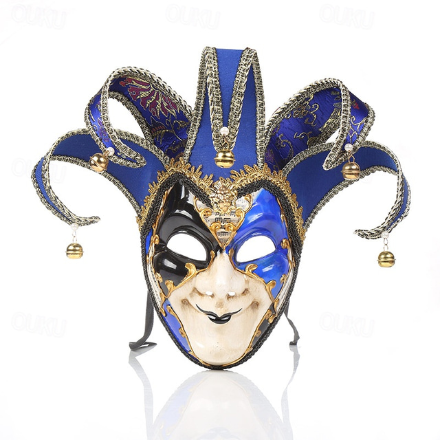  Harlequin Carnival Mask Venetian Mask Arlecchino Adults' Men's Full Face Party Masquerade Carnival of Venice Halloween Carnival Mardi Gras Easy Carnival Costume