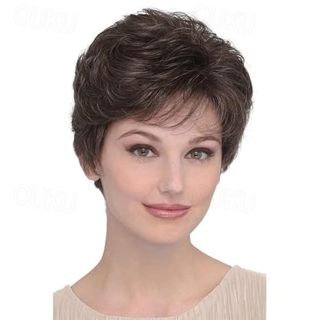  Womens Short  Wig Layered Synthetic Heat Resistant Pixie Hair Wig for Daily Party Use