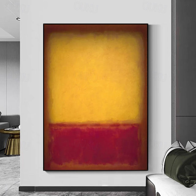  Yellow red set of 3 canvas Mark Rothko Hand-painted Oil Paintings Famous Colorful Rothko Handmade Minimalism art Painting Home Decor Gallery Wall Stretched Frame Ready to Hang