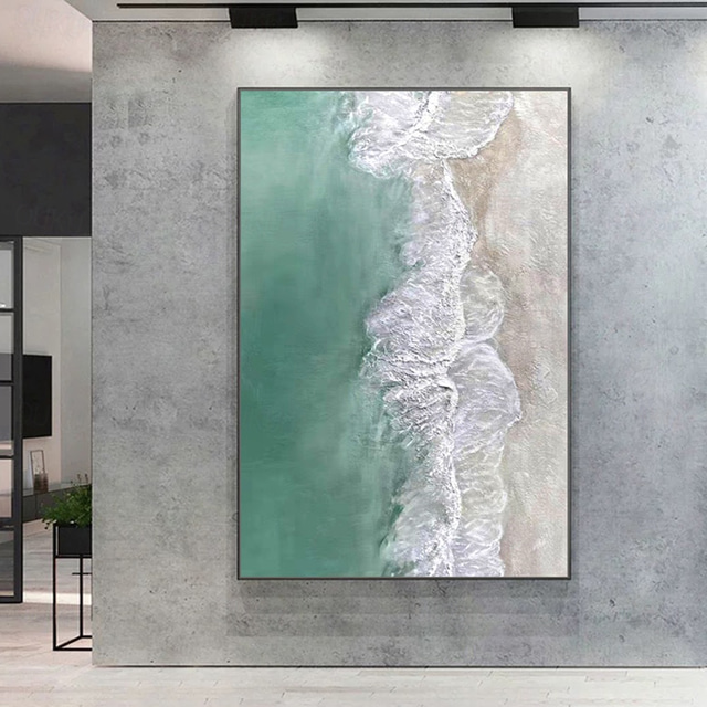 Mintura handgefertigte Ölgemälde mit Strandlandschaft auf Leinwand, Wandkunst, Dekoration, modernes abstraktes Bild für die Inneneinrichtung, gerolltes, rahmenloses, ungedehntes Gemälde