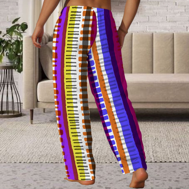 Men's Striped Pants Trousers Mid Waist Drawstring Elastic Waist ...