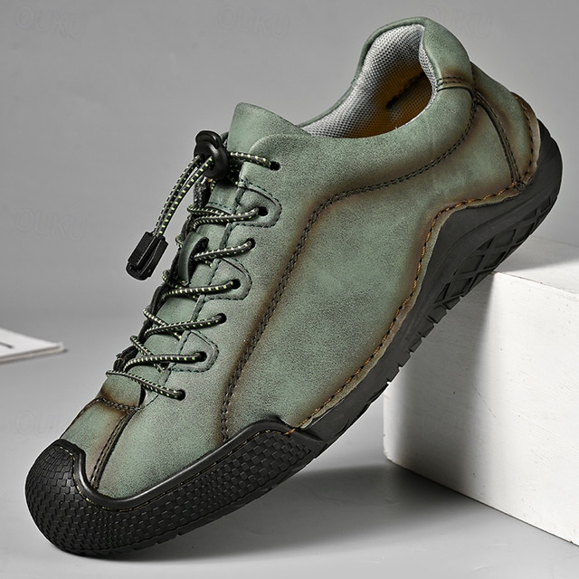 braune Freizeit-Sneaker aus Kunstleder für Herren mit verstellbaren elastischen Schnürsenkeln – strapazierfähige, rutschfeste Sohle, bequeme Passform für den Alltag