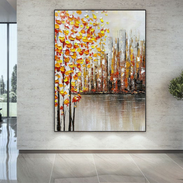  Handmade Oil PaintingCanvasWall Art DecorationAbstract Knife PaintingLandscape Flower and TreeFor Home Decor Rolled Frameless Unstressed Painting