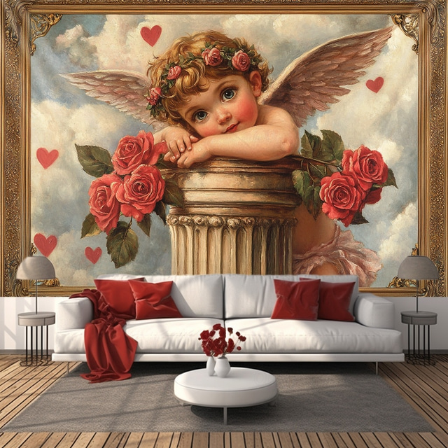  Huwelijksdecoraties Achtergrond Fotografie Wandhang Large Tapestry Kunst Muur Decor Deken Gordijn Thuis Slaapkamer Woonkamer Decoratie Cupido Liefde