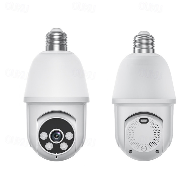  1080P Light Bulb Security Camera with Motion Detection and Alarm 2.4GHz WiFi Only Two-Way Talk Color Night Vision Human Detection for Indoor/Outdoor Home Security (with LED Bulb)