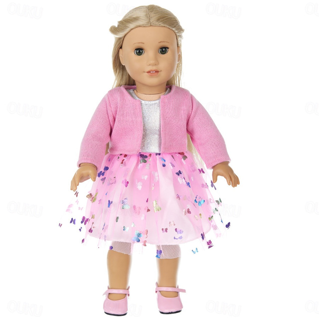  2 pcs American Doll Clothes Gift for 18 inch Doll Clothes and Accessories Including Coat and Dress(WITHOUT DOLL)