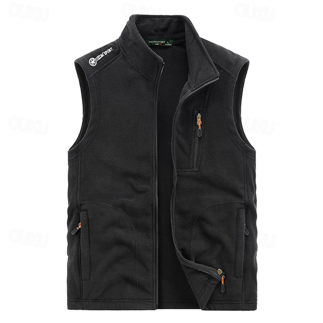  Men's Hiking Vest Hiking Fleece Vest Sleeveless Vest Outdoor Thermal Warm Fleece Lining Comfortable Winter Multiple Pockets Polyester Black Army Green Dark Blue Hunting Fishing Climbing