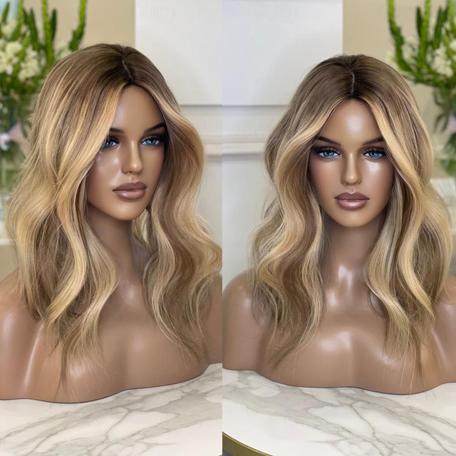  Remy Human Hair 5x5 Closure 13x4 Lace Front Wig Free Part Peruvian Hair Wavy Multi-color Wig 130% 150% Density Ombre Hair Highlighted / Balayage Hair Natural Hairline Glueless For Women Long Human