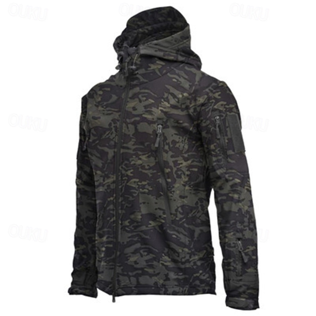  Men's Hoodie Jacket Hiking Fleece Jacket Winter Outdoor Patchwork Windproof Warm Soft Comfortable Fleece Jackets Full Zip Camping / Hiking / Caving Traveling Winter Sports Light Yellow Dark Grey