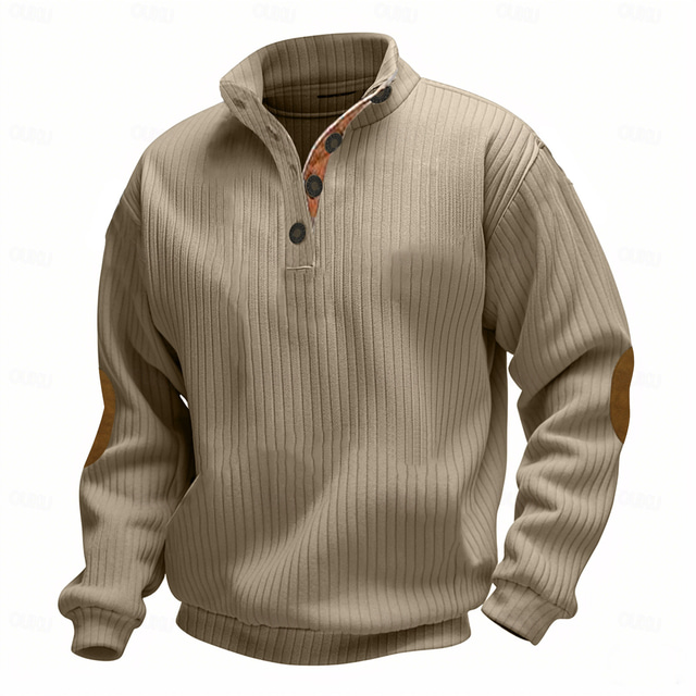  Męskie Bluza dresowa Sztruks Zjechać na pobocze Czarny Biały Zielony Khaki Szary Stójka Kolorowy blok Sport i turystyka Codzienny Święto Moda miejska Codzienny Zima Wiosna i jesień Odzież Bluzy z