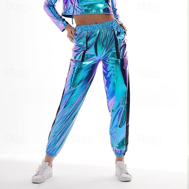  Anii 1980 Hip Hop Metalic strălucitor Pantaloni Pantaloni de jogging Bloc Culoare Costume de fancy Pentru femei Costum de carnaval Carnaval Mardi Gras Performanță Petrecere Parada Mândriei Adulți