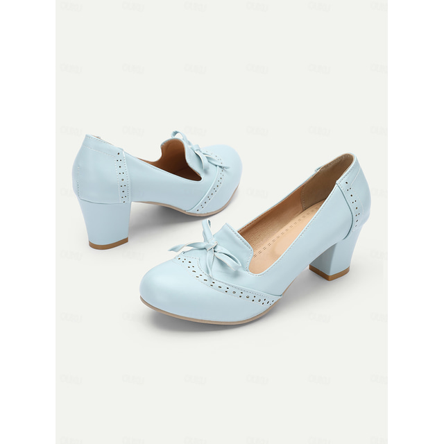  mocasini din piele artificială albastru deschis în stil preppy de damă cu detaliu de fundă - confortabili și stilați pentru lucru sau ținute casual
