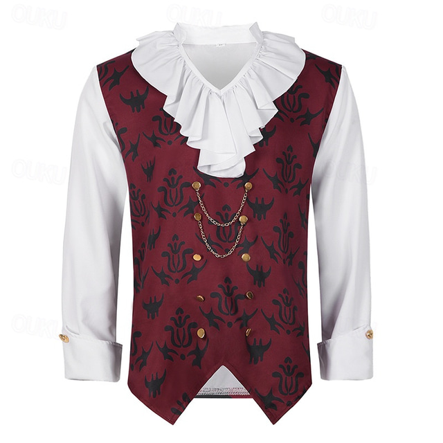  Rococo Victorienne Steampunk Costume de fête Veste Vampire Noble Déguisement Homme Royal Halloween Carnaval Performance Soirée LARP Adultes Haut