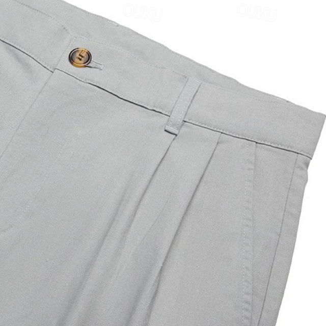 Men's Linen Pants Trousers Summer Pants Pleated Pants Dress Slacks 