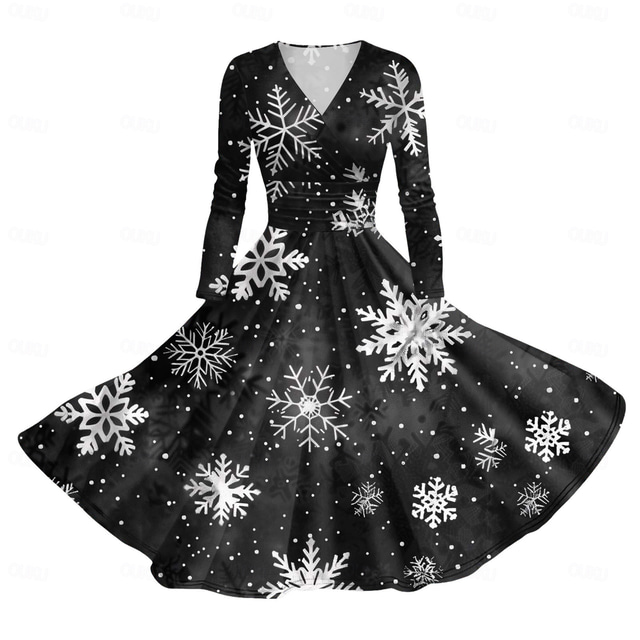  A-Line Dress Fancy Christmas Dress Christmas Women's Christmas Masquerade Christmas Eve 1950s Adults Party Christmas New Year Eve Dress