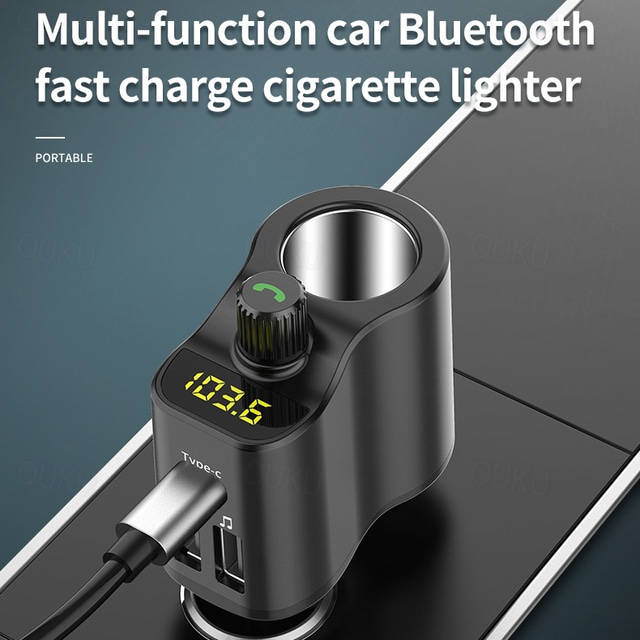  FM Transmitter BT 5.0 Car Kit Handsfree Car Music Player Cigarette Lighter Socket Splitter Dual USB Car Charger