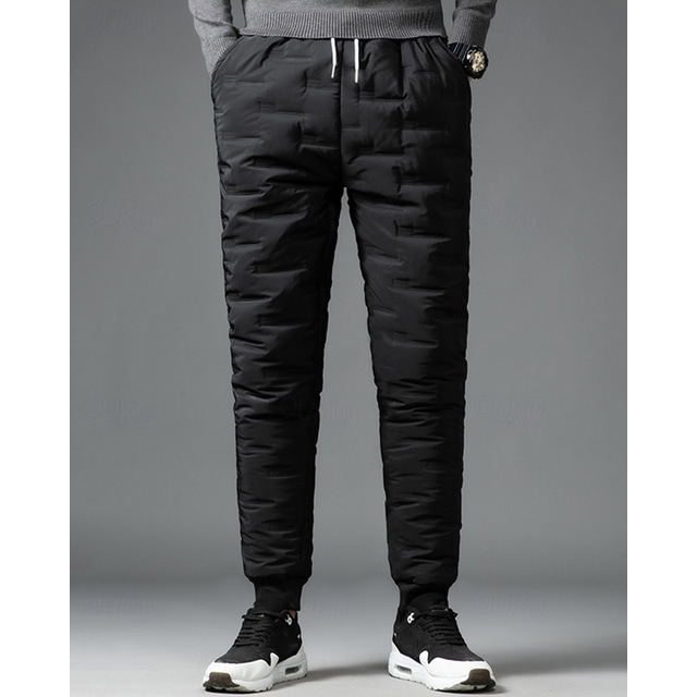  Men's Sherpa Fleece Pants Sweatpants Joggers Trousers Pocket Drawstring Elastic Waist Plain Comfort Warm Sports Outdoor Daily Fashion Casual Black 1# Black Micro-elastic