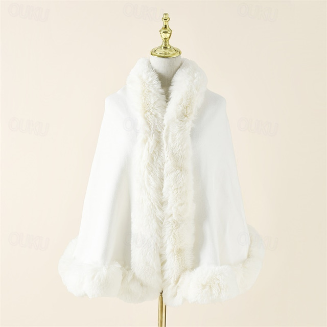  Women Winter Faux Fur Shawl Stole Warm Wrap Cape