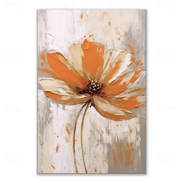  Handmade Oil Paintings Canvas Wall Art Decoration Modern Abstract Orange Flower for Home Decor Rolled Frameless Unstretched Painting