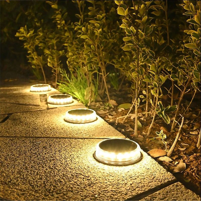  led solar pad licht buiten ip65 waterdicht super helder schijflicht 17led tuin gazon pad patio landschap decoratie 4 stuks