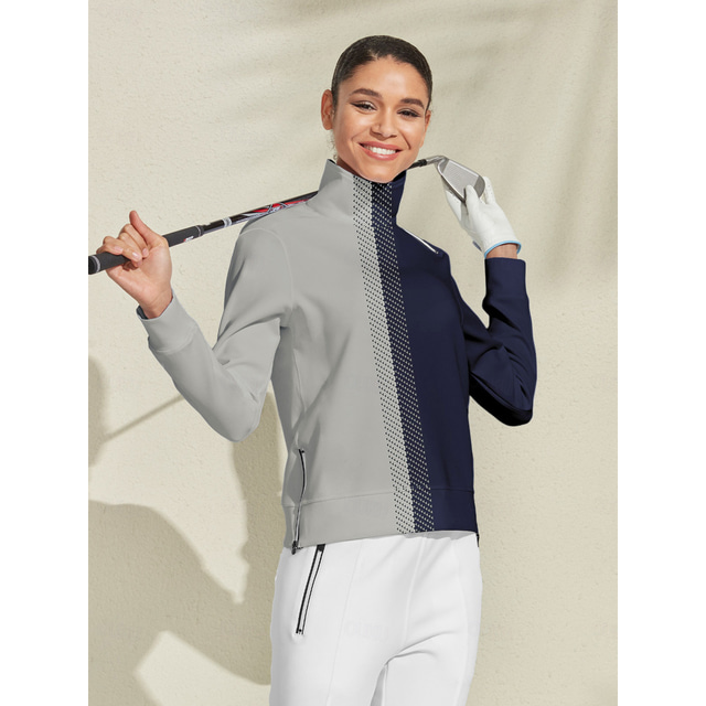  Women's Golf Pullover Sweatshirt Blue Long Sleeve Top Ladies Golf Attire Clothes Outfits Wear Apparel