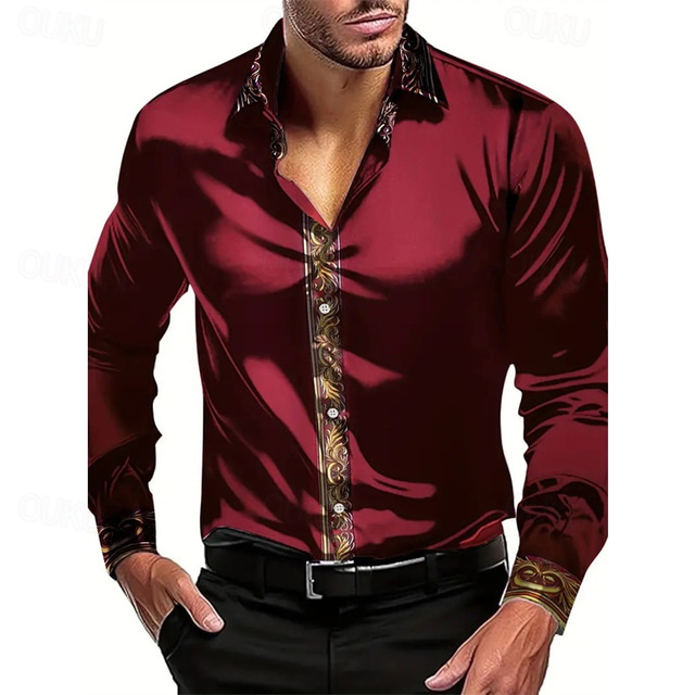  Hombre Camisa Camisa de verano Camisa casual Camisa de playa Camisa de cuello Abotonar la camisa Negro Blanco Vino Azul Piscina Verde Trébol Manga Larga Bloque de color Diseño Vacaciones Hawaiano