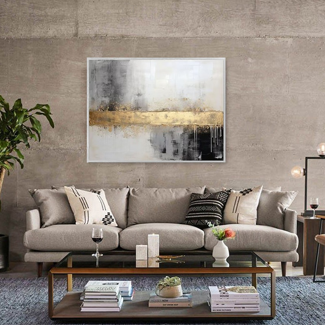  Handmade Oil Painting Canvas Wall Art Decoration Oil Painting Modern Abstract Gold for Home Decor Rolled Frameless Unstretched Painting