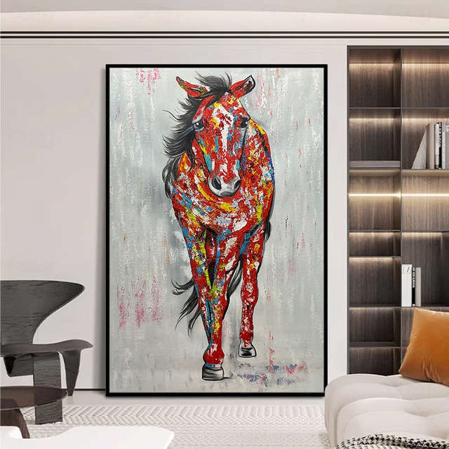  Mintura Handmade Abstract Horse Animal Oil Paintings On Canvas Modern Wall Art Room Decoration Picture For Home Decor Rolled Frameless Unstretched Painting