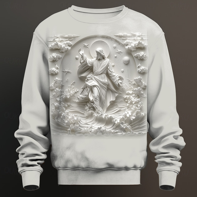  Miesten Jeesus College College Pitkähihainen Villapaita Tiukka pyöreä kaula-aukko Urheilu Päivittäin Painettu Loma Katuvaatteet Crewneck 3D Syksy Talvi