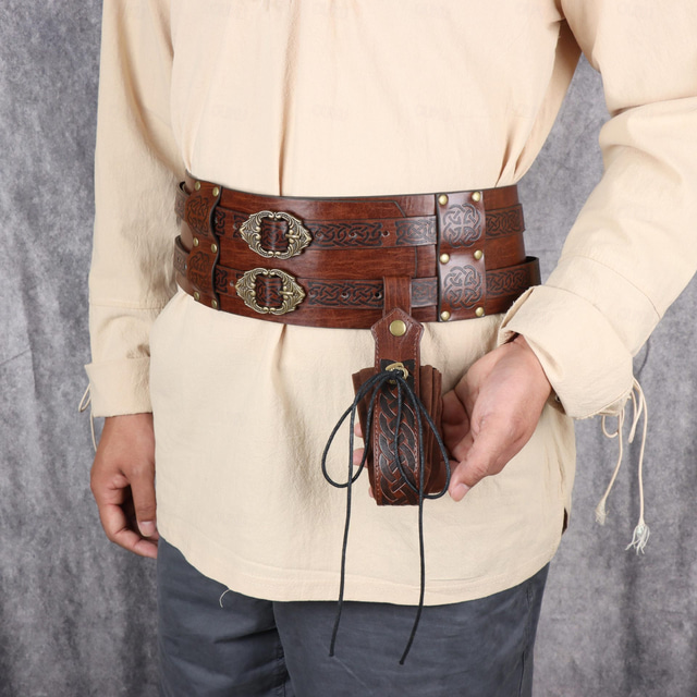  Retro / vintage Kostymer i middelalderstil Renessanse våpen og beskyttelse Midjebelte Beltepose Pirat Viking Ranger Herre Karnevalskostyme Viking Halloween Karneval Mardi Gras Fest LARP Voksne
