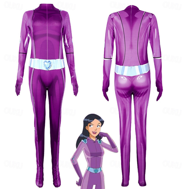  Totally Spies Clover Sam Mandy Skin Suit Bodysuits Onesie Costume Women's Girls' Movie Cosplay Movie TV Theme Costumes Halloween Carnival Mardi Gras Performance Party