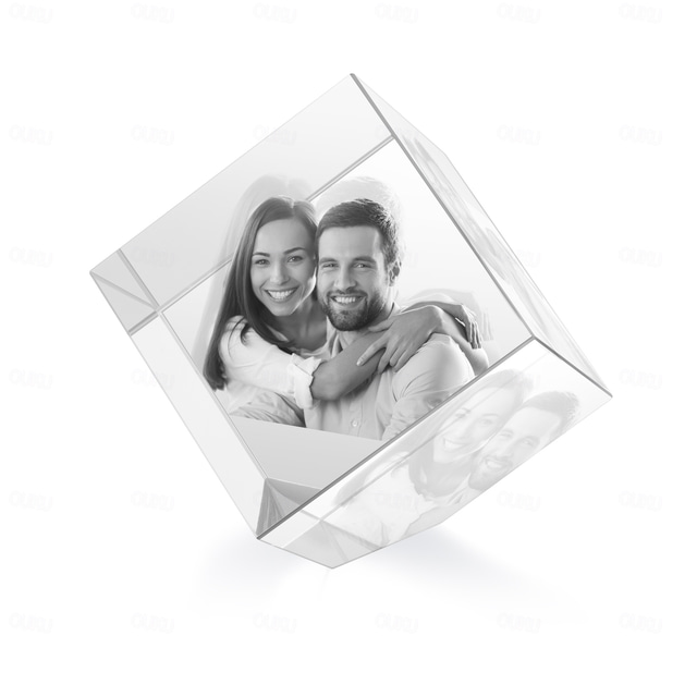  Gepersonaliseerd 3D Gegraveerd Kristallen Foto Geschenk Aangepast Huwelijksgeschenk voor Koppel Holografische Laser Foto Decoratie Verjaardag Huwelijksherinnering Moederdag Kerst