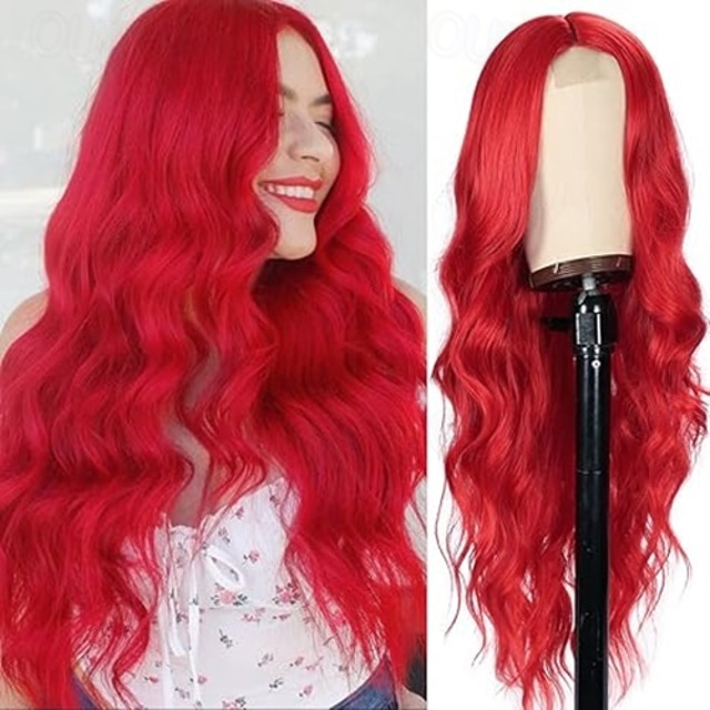  Long Wavy Wigs for Women Middle Part Synthetic Party Wigs for Women Daily Use Cosplay Wigs