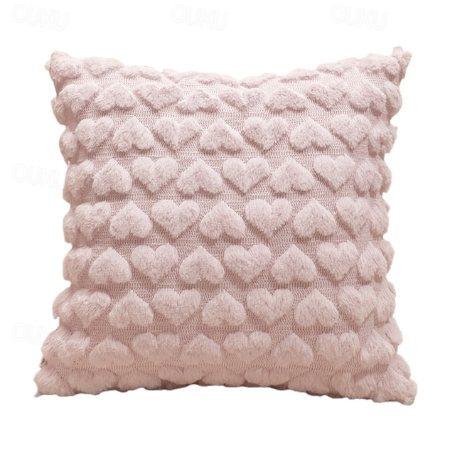  Valentine's Day Plush Heart Decorative Toss Pillows Cover 1PC Soft Square Cushion Case Pillowcase for Bedroom Livingroom Sofa Couch Chair