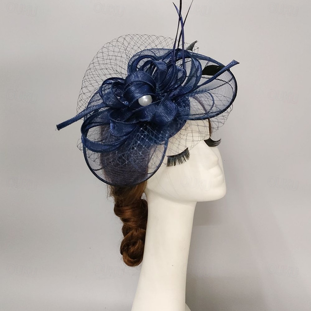  Fascinators Feathers Net Veil Hat Wedding Ladies Day With Feather Bowknot Headpiece Headwear