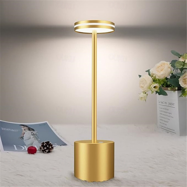  USB Rechargeable Retro Aluminum Desk Lamp - Touch Control Table Night Light 1pc