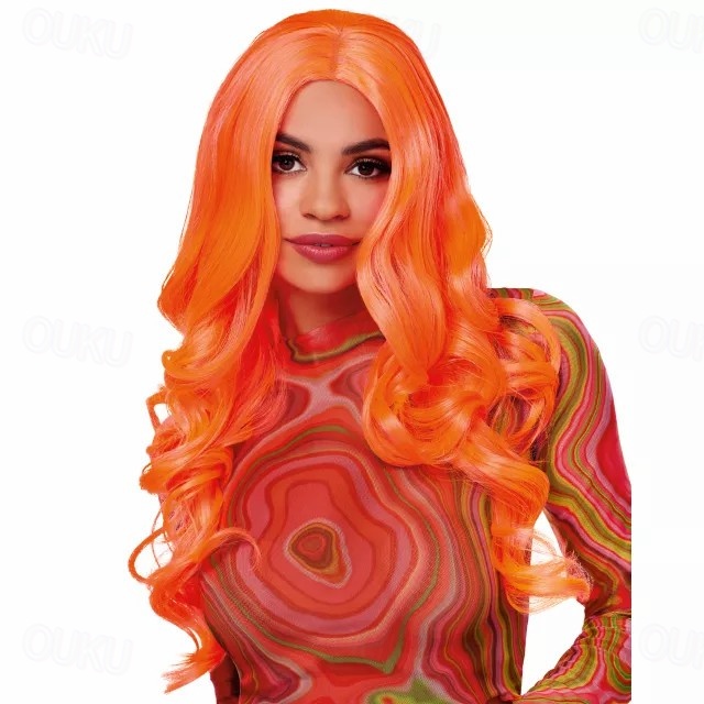  Neon Peach Fashion Curls Wig For Carvinal