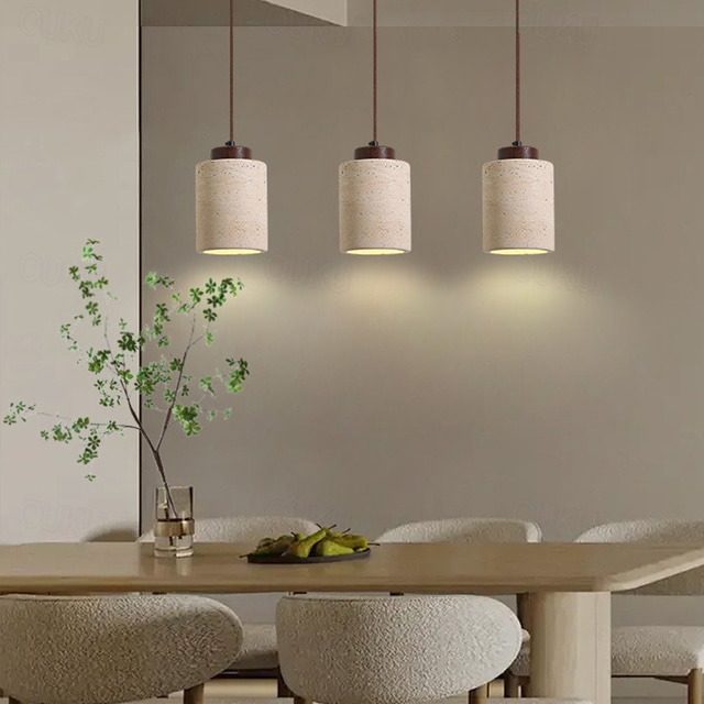  Wabi-sabi cilindrische hanglamp van travertijn, natuursteen, kleine cilinder, mid-century modern, 85-265V (gratis reservelampje!).