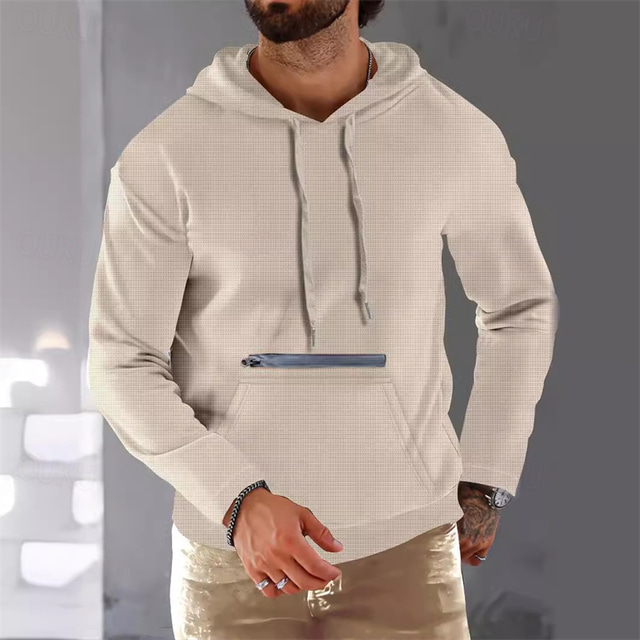  Per uomo Felpa con cappuccio Nero Verde militare Rosso Cachi Con Cappuccio Semplice Tasca Frontale Testurizzato Sport & Outdoor Quotidiano Ferie Streetwear Essenziale Casual Primavera & Autunno