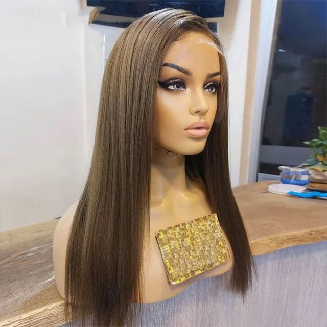  Human Hair 5x5 Closure 13x4 Lace Front Wig Free Part Brazilian Hair Straight Light Brown Wig 130% 150% Density with Baby Hair 100% Virgin Glueless Pre-Plucked For Women Long Human Hair Lace Wig
