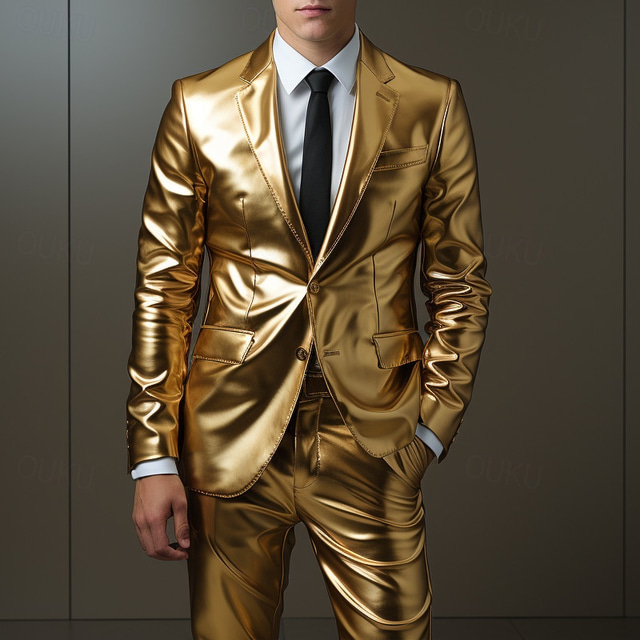  Metallic Disco 1980s Pants Outfits Suits & Blazers Disco Men's Solid Colored Masquerade Event / Party Masquerade Adults' Costume