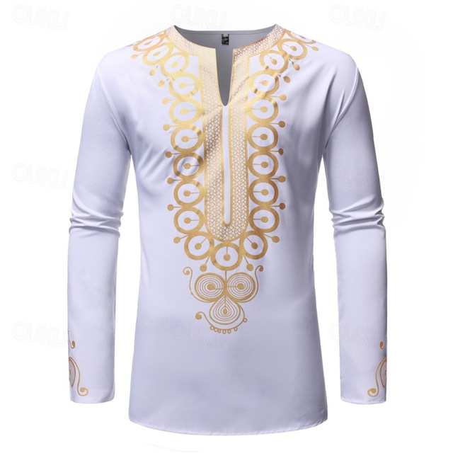  Men's Shirt Casual Shirt Tuxedo Shirts Bronzing Date Casual Daily Black White Long Sleeve V Neck Spring &  Fall Clothing Apparel